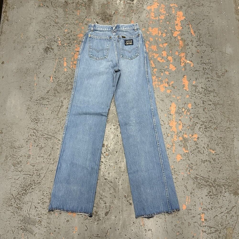 60s Levis Big E Black Tab Jeans Waist 26 Women’s Flared - Picture 3 of 7